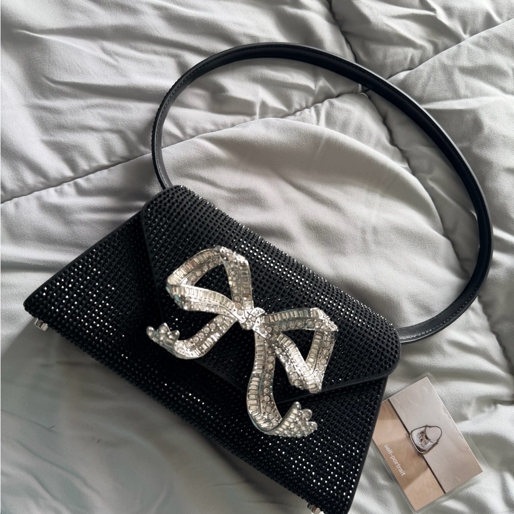 SELF-PORTRAIT Black Rhinestone Bow mini With No Box